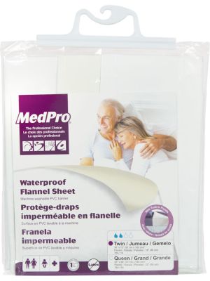 MedPro Waterproof Flannel Sheet With Panels Twin