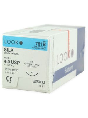 Silk Black Braided Sutures 4-0 18in C6 Box/12