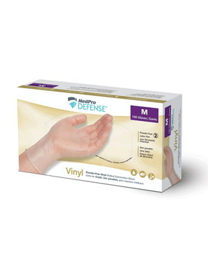MedPro Defense Vinyl Powder-Free Exam Gloves Medium Box/100