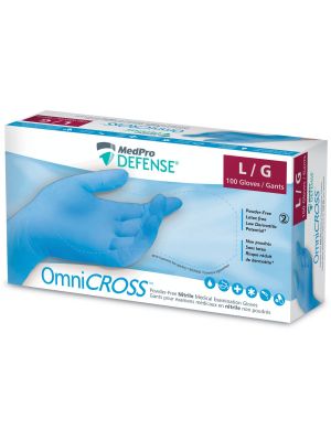 MedPro Defense OmniCROSS Nitrile Powder-Free Exam Gloves Blue Large Box/100
