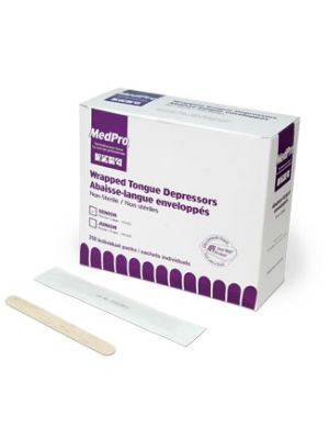 MedPro Tongue Depressors Non-Sterile Individually Wrapped Senior Box/250