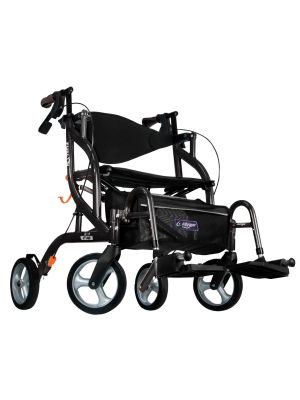 Airgo Fusion Side-Folding Rollator & Transport Chair Pearl Black