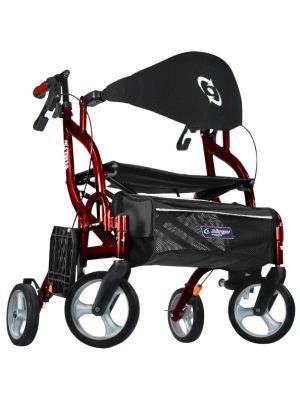Airgo Fusion Side-Folding Rollator & Transport Chair Cranberry