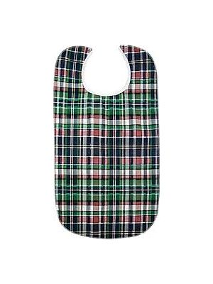 Bib with Waterproof Barrier and Velcro Closure Blue Plaid Print