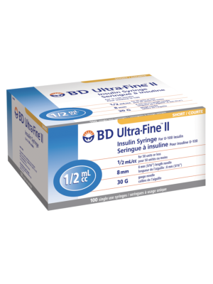 BD 320468 Ultra-Fine II Insulin Syringes Short 1/2 cc 8mm x 30G U-100 Box/100