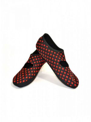 Nufoot Mary Janes Black with Red Polka Dots