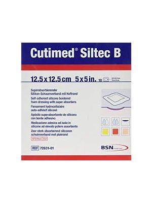 Cutimed Siltec B 7328401 White Foam Dressing with Silicone Adhesive Border Sterile 12.5 cm x 12.5 cm Box/10