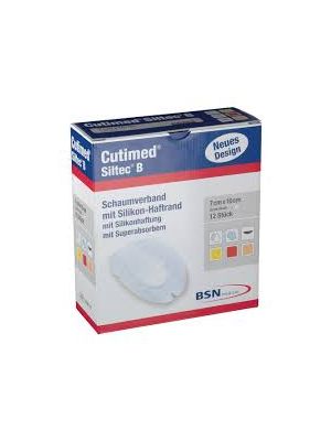 Cutimed Siltec B 7328414 White Foam Dressing with Silicone Adhesive Border Sterile Oval 7 cm x 10 cm Box/10