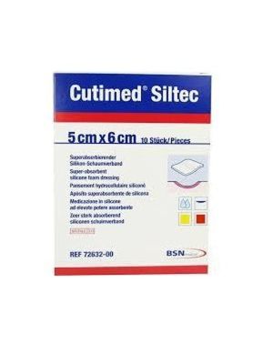 Cutimed Siltec 7328500 White Foam Dressing with FeatherTack Silicone Layer Sterile 5 cm x 6 cm Box/10