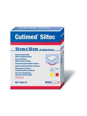 Cutimed Siltec 7328501 White Foam Dressing with FeatherTack Silicone Layer Sterile 10 cm x 10 cm Box/10