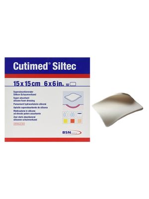 Cutimed Siltec 7328503 White Foam Dressing with FeatherTack Silicone Layer Sterile 15 cm x 15 cm Box/10
