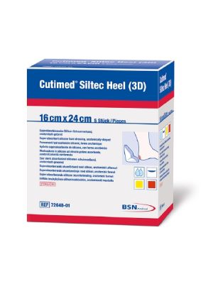 Cutimed Siltec 7328600 White Foam Dressing with FeatherTack Silicone Layer Sterile Heel 16 cm x 24 cm Box/5