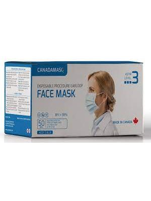 Canadamasq Disposable Face Masks Level 3 Blue Box/50