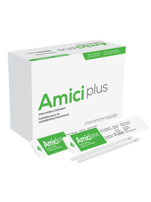 Amici Plus 5614 Female Intermittent Catheter with Smooth Low-Profile Eyelets 14Fr Box/100