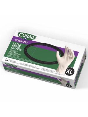 Curad Comfort Latex Exam Gloves Powder Free XL Box/90