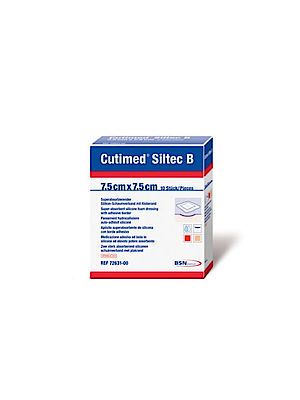 Cutimed Siltec B 7263104 Foam Dressing with Super-Absorbers and Silicone Adhesive Border Sterile White 22.5 cm x 22.5 cm Box/5