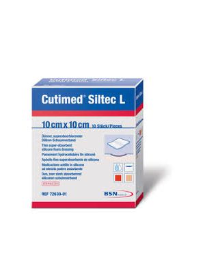 Cutimed Siltec L 7328301 White Foam Dressing with Silicone Layer Low Exudate Sterile 10 cm x 10 cm Box/10