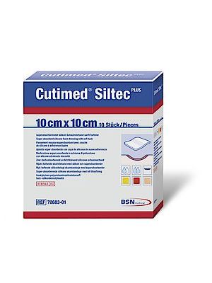 Cutimed SiltecPLUS 7268305 Foam Dressing with Super-Absorbers and SoftTack Silicone Layer Sterile White 16 cm x 24 cm Heel Box/5