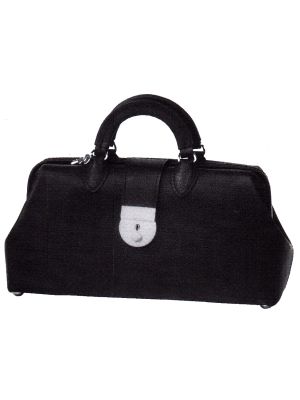 Doctor's Bag Black Leather Economy Model 16 x 6 x 9