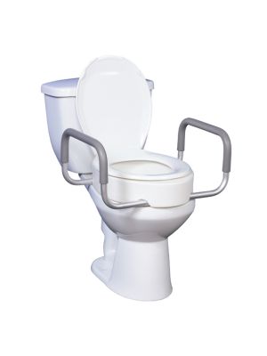 Premium Elongated Raised Toilet Seat with Removable Arms