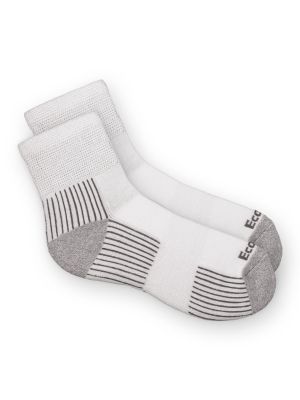 EcoSox Bamboo Quarter Diabetic Socks White with Grey