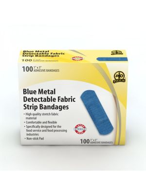 Blue Metal Detectable Fabric Strip Bandages 1