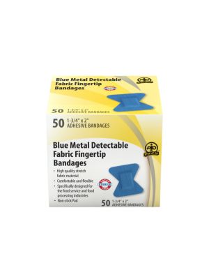 Blue Metal Detectable Fabric Fingertip Bandage 1 3/4