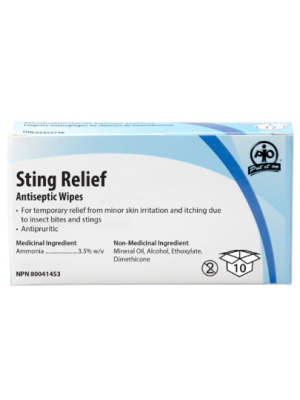Sting Relief Antiseptic Wipes Box/10