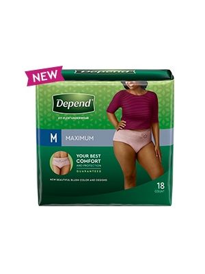 Depend Fit-Flex Underwear for Women Maximum Absorbency Medium Pkg/18