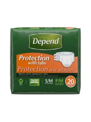Depend Protection Briefs with 6 Adhesive Tabs Small/Medium Case/60