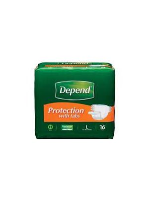 Depend Fitted Maximum Protection with 6 Tabs Large Pkg/16