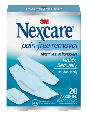 Nexcare Pain-Free Removal Sensitive Skin Bandages Box/20