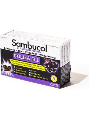 Sambucol Black Elderberry Cold & Flu Adult Soft Gel Capsules Box/24
