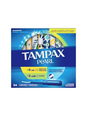 Tampax Pearl Duopack Regular & Super Unscented Box/34