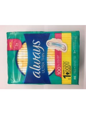 Always Ultra Thin Size 1 Regular Pads With Flexi-Wings Bag/46