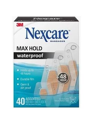 3M Nexcare Max Hold Waterproof Bandages Assorted Box/40