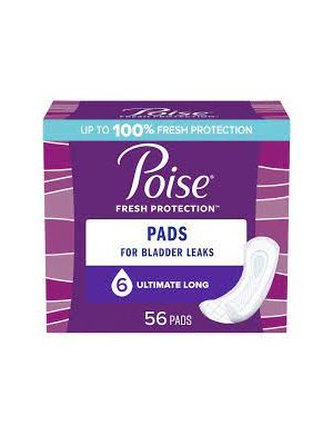 Poise Pads For Bladder Leaks 6 Drop Ultimate Absorbency Long Length Box/56