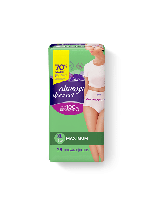 Always Discreet Incontinence Underwear for Women, Maximum, XL, 26