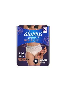 Always Discreet Boutique Incontinence Underwear Peach Large Pkg/11
