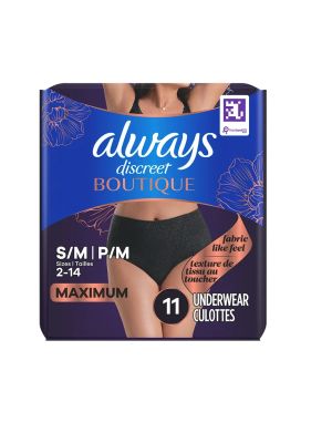 Always Discreet Boutique Incontinence Underwear Black Small/Medium Bag/11