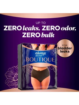 Always Discreet Boutique Incontinence Underwear Maximum Absorbency Black Large Pkg/11