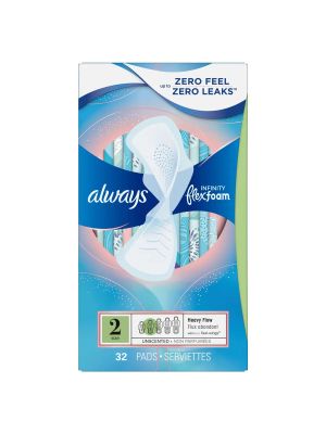 Always Infinity Size 2 Heavy Flow Pads with Wings Unscented Case/192