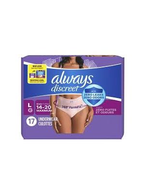 Always Discreet Maximum Protection Underwear Large Pkg/17