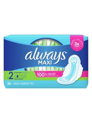 Always Maxi Pads Size 2 Super Long with Flexi Wings Case/192