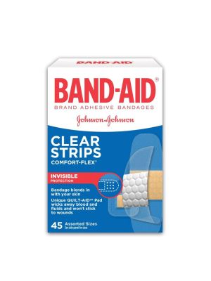 Band-Aid Clear Strips Comfort-Flex Assorted Sizes Box/45