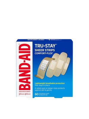 Band-Aid Tru-Stay Sheer Strips Comfort-Flex Bandages Assorted Sizes Box/60
