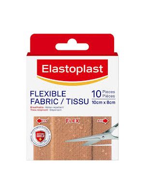 Elastoplast Flexible Fabric Bandage Strips 8 cm x 10 cm Cut to Size Box/10