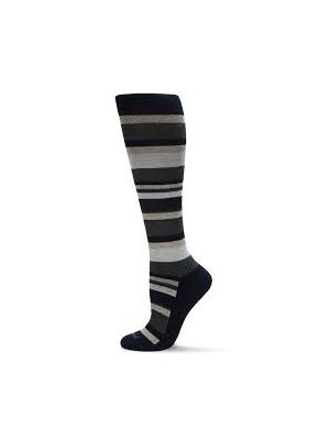 Unisex Multi Striped Cotton Blend 15-20 mmHg Graduated Compression Socks Size 9-11 Blue Stripe
