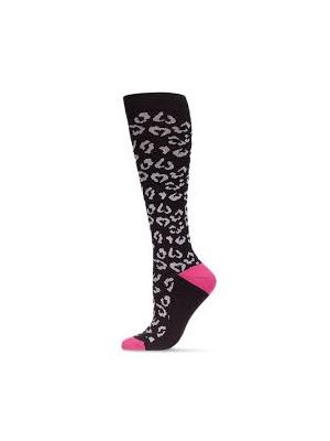Women's Leopard Nylon 15-20 mmHg Graduated Compression Socks Size 9-11 Black