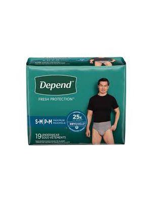 Depend Fresh Protection Underwear for Men Maximum Absorbency Small/Medium Bag/19